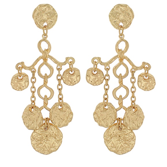 Hammered Disk Chandelier Earrings - Picture 1 of 1